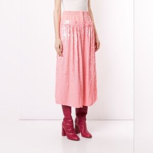 Tibi High-Waist Sequin Silk Skirt
